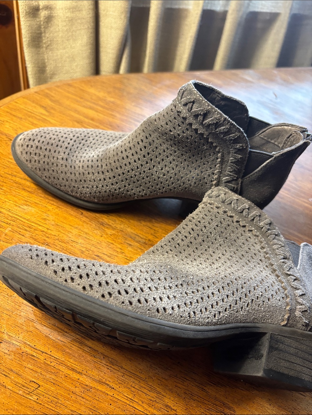 Earth Women's Gray Perforated Ankle Booties